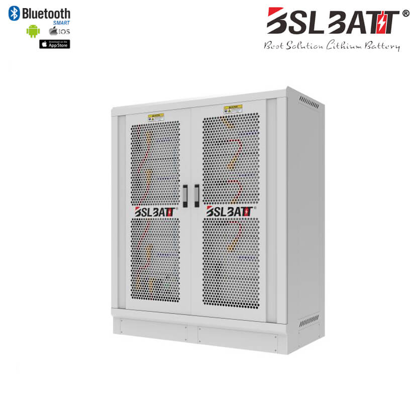 High Voltage 179 kWh Lithium Iron LiFePO4 Battery with integrated BMS and external System Control enclosure
